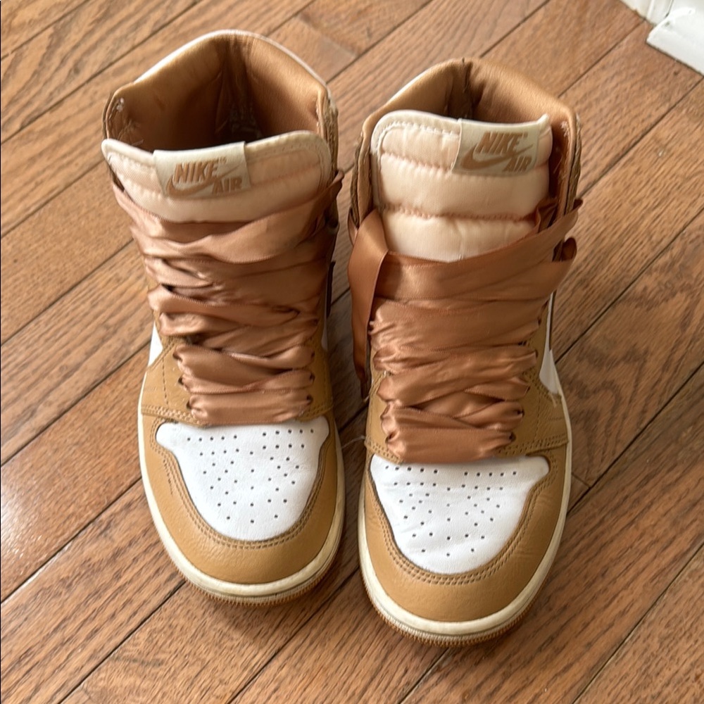 Jordan Air Women's Tan and White Sneakers